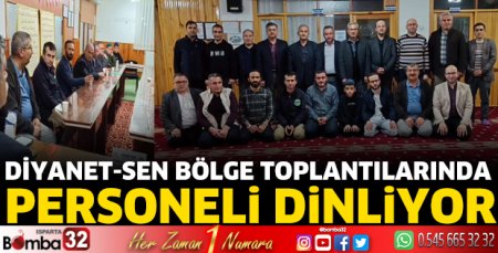  Diyanet-Sen Bölge Toplantılarında personeli dinliyor