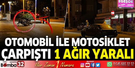  Otomobil ile motosiklet çarpıştı 