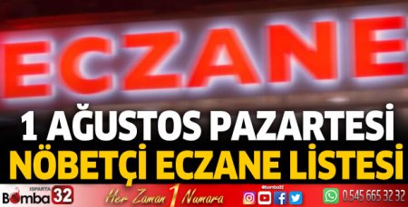 01 Ağustos 2023 Bugün Nöbetçi Eczaneler