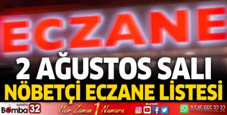 02 Ağustos 2023 Bugün Nöbetçi Eczaneler