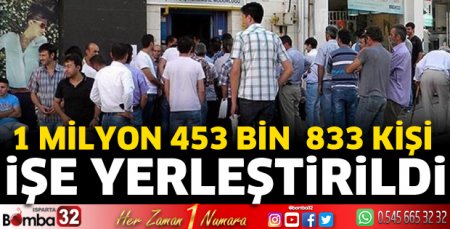 1 Milyon 453 Bin 833 kişi işe yerleştirildi