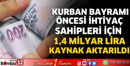 1,4 milyar lira kaynak aktarıldı