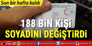 188 BİN KİŞİ SOYADINI DEĞİŞTİRDİ