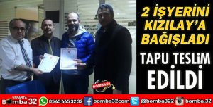 2 İŞYERİNİ KIZILAY'A BAĞIŞLADI