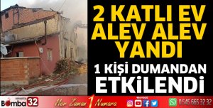 2 katlı ev alev alev yandı
