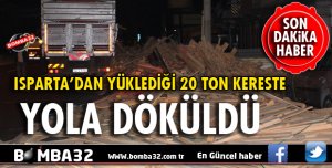 20 TON KERESTE YOLA DÖKÜLDÜ