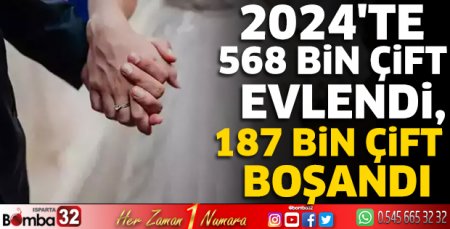 2024'te 568 bin çift evlendi, 187 bin çift boşandı
