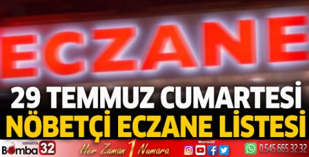 29 Temmuz 2023 Bugün Nöbetçi Eczaneler