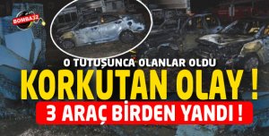 3 ARAÇ  BİR DEN YANDI !