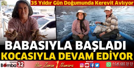 35 yıldır gün doğumunda kerevit avlıyor