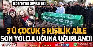 3'ü çocuk 5 kişilik aile son yolculuğuna uğurlandı