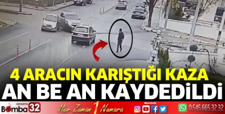 4 aracın karıştığı kaza an be an kaydedildi