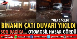 5 KATLI BİNANIN ÇATI DUVARI YIKILDI