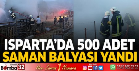 500 adet saman balyası yandı