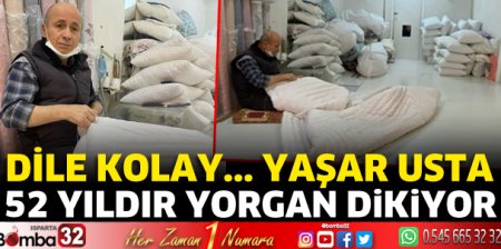 52 yıldır yorgan dikiyor 