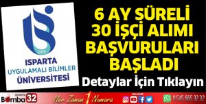 6 Ay Süreli 30 İşçi Alımı Başvuruları Başladı