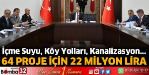 64 proje için 22 Milyon lira 