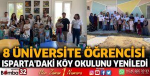 8 üniversite öğrencisi Isparta'daki köy okulunu yeniledi