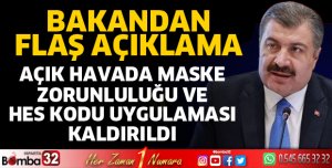 Açık havada maske zorunluluğu kaldırıldı