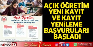Açık öğretim yeni kayıt ve kayıt yenileme başvuruları başladı
