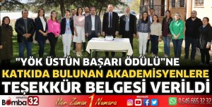 Akademisyenlere teşekkür belgesi