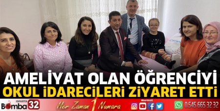 Ameliyat olan öğrenciyi evinde ziyaret ettiler