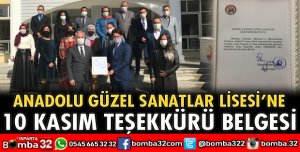 ANADOLU GÜZEL SANATLAR LİSESİ’NE 10 KASIM TEŞEKKÜRÜ