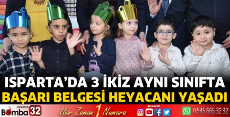Anaokulunda 3 ikizin 'Başarı Belgesi' heyecanı