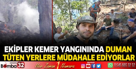 Antalya Kemer yangınında duman tüten noktalara müdahale ediyorlar