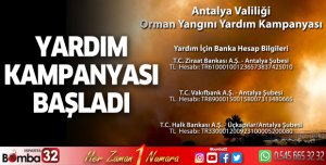 Antalya Valiliği Orman Yangını Yardım Kampanyası