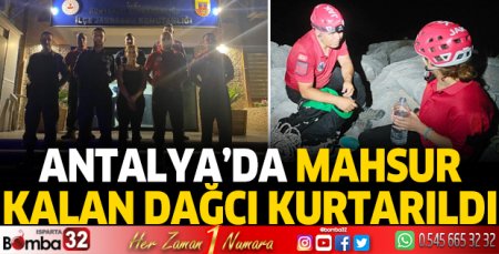 Antalya'da mahsur kalan dağcı kurtarıldı