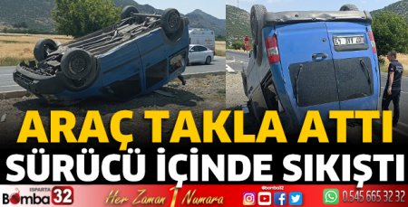 Araç takla attı