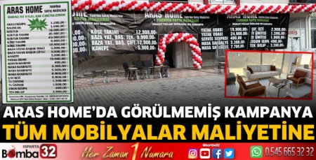 Aras Home'da tüm mobilyalar maliyetine