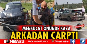 ARKADAN ÇARPAN OTOMOBİLİN SÜRÜCÜSÜ YARALANDI