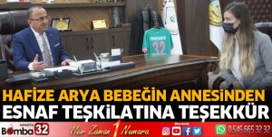 Arya bebeğin annesinden esnaf teşkilatına teşekkür