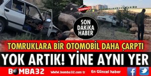 AYNI YERDE BİR OTOMOBİL DAHA TOMRUKLARA ÇARPTI