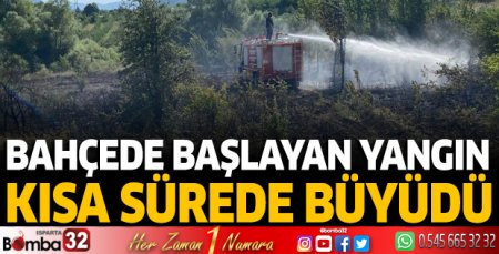 Bahçede başlayan yangın tarlaya sıçradı