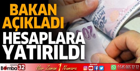 Bakan açıkladı: Hesaplara yatırıldı