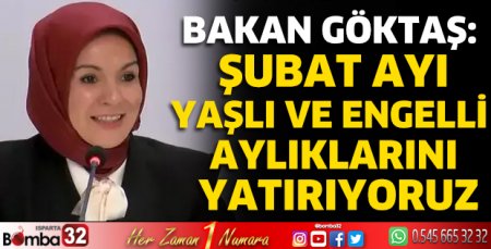 Bakan Göktaş: Şubat ayı yaşlı ve engelli aylıklarını yatırıyoruz