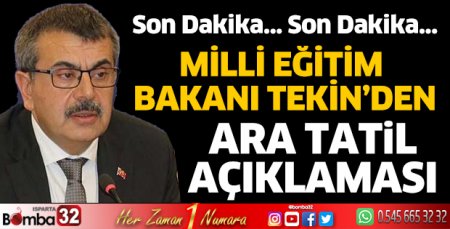 Bakan Tekin'den ara tatil açıklaması