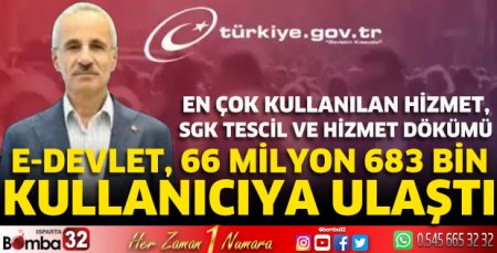 Bakan Uraloğlu: E-Devlet, 66 milyon 683 bin kullanıcıya ulaştı