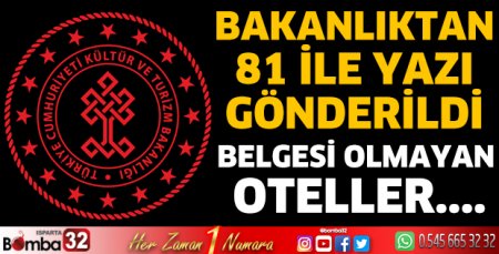 Bakanlıktan oteller için 7 resmi yazı