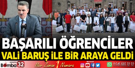 Başarılı öğrenciler, Vali Baruş ile bir araya geldi