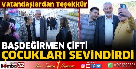 Başdeğirmen çifti çocukları sevindirdi
