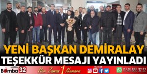 Başkan Demiralay'dan teşekkür mesajı