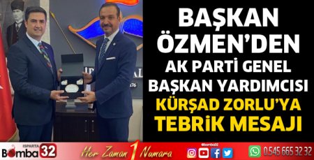 Başkan Özmen’den Kürşad Zorlu’ya tebrik mesajı