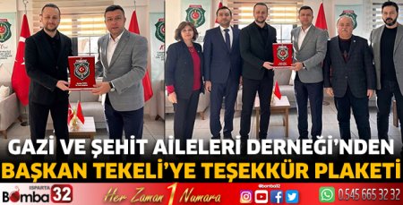 Başkan Tekeli’ye teşekkür plaketi