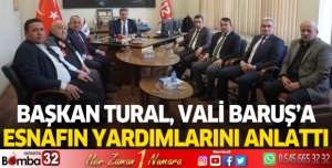 Başkan Tural, Vali Baruş’a esnafın yardımlarını anlattı