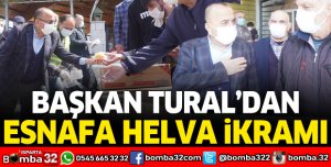 Başkan Tural'dan esnafa helva ikramı 