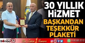 Başkandan teşekkür plaketi